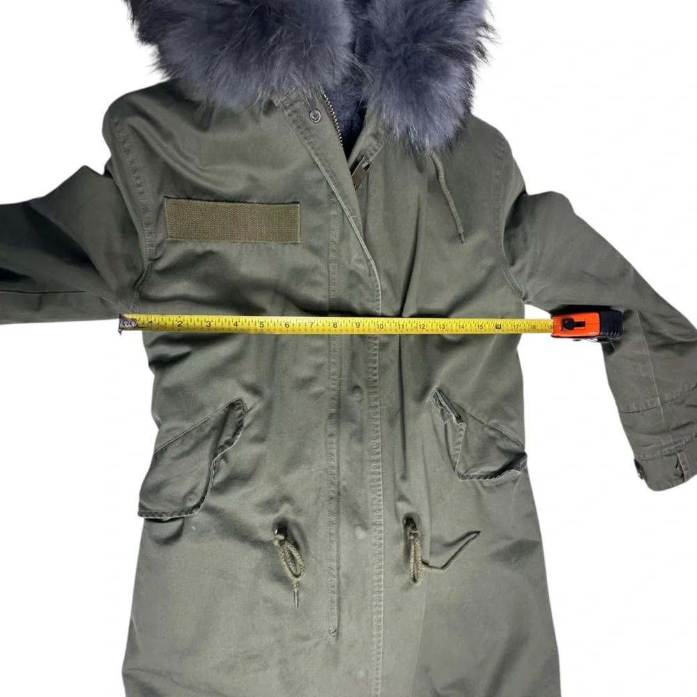 STUNNING MaoMaoKong Military Fur Parka green/purple S